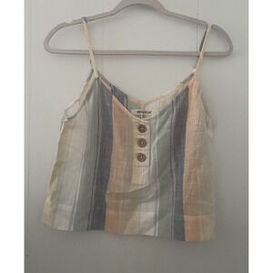 Rip Curl Surf Stripe Cami Cotton Top Women's XS Peach Cropped Adj Straps